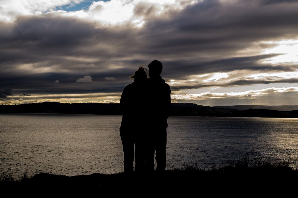 Romantic silhouette at sunset
